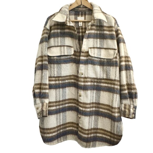 🧥Plaid Wool Blend Shacket Coat | Size M - Picture 1 of 8